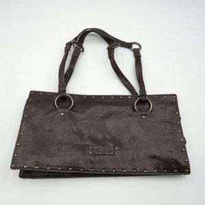 Xoxo Brown Imitation Leather Shoulder Bag Studded Accents Dual Straps